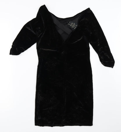 River Island Womens Black  Velour Bodycon  Size 12