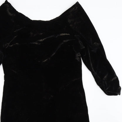 River Island Womens Black  Velour Bodycon  Size 12