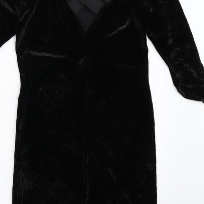 River Island Womens Black  Velour Bodycon  Size 12