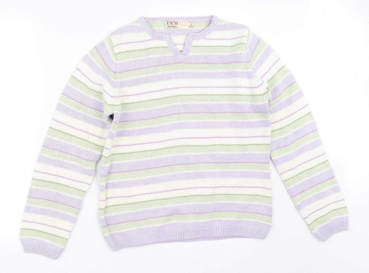 EWM Womens Purple Striped  Pullover Jumper Size 10