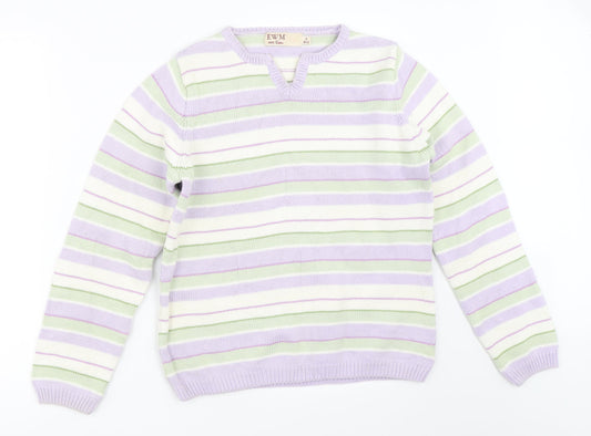 EWM Womens Purple Striped  Pullover Jumper Size 10