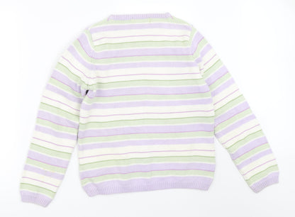EWM Womens Purple Striped  Pullover Jumper Size 10