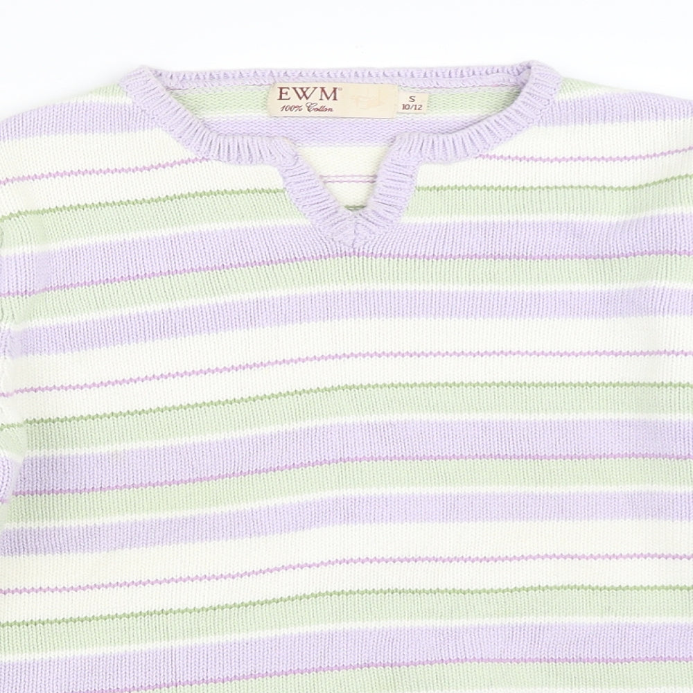 EWM Womens Purple Striped  Pullover Jumper Size 10