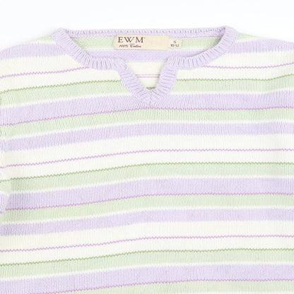 EWM Womens Purple Striped  Pullover Jumper Size 10