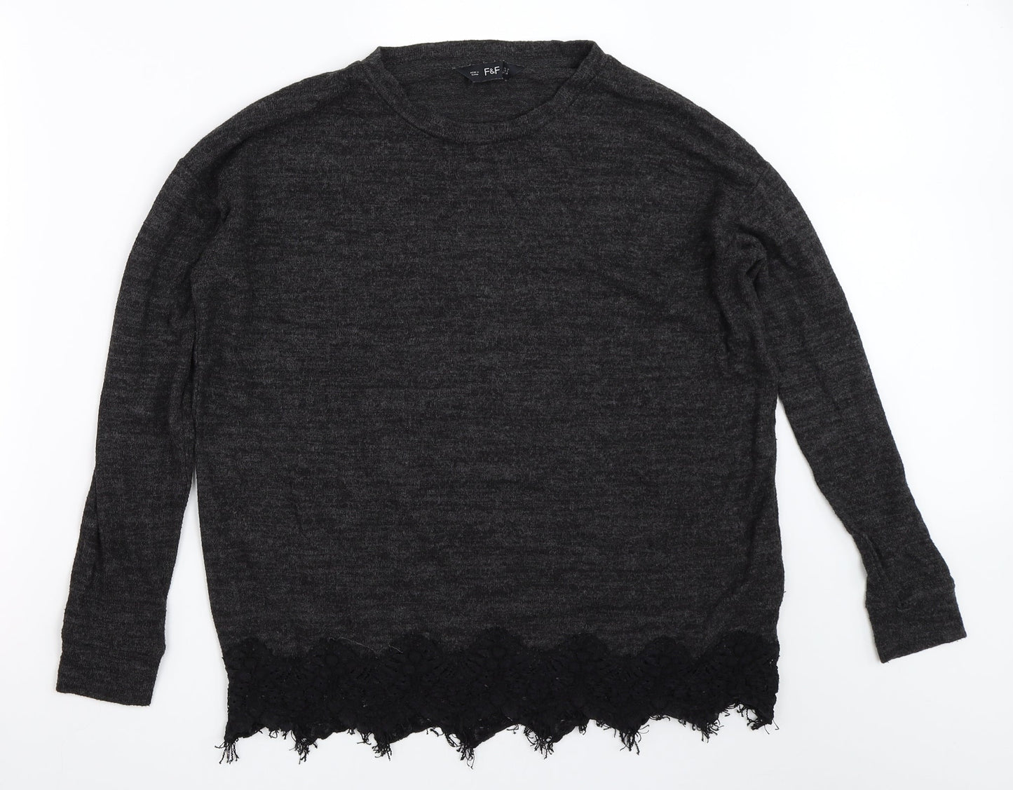 Womens UK Size 10 F&F Grey Pullover Jumper