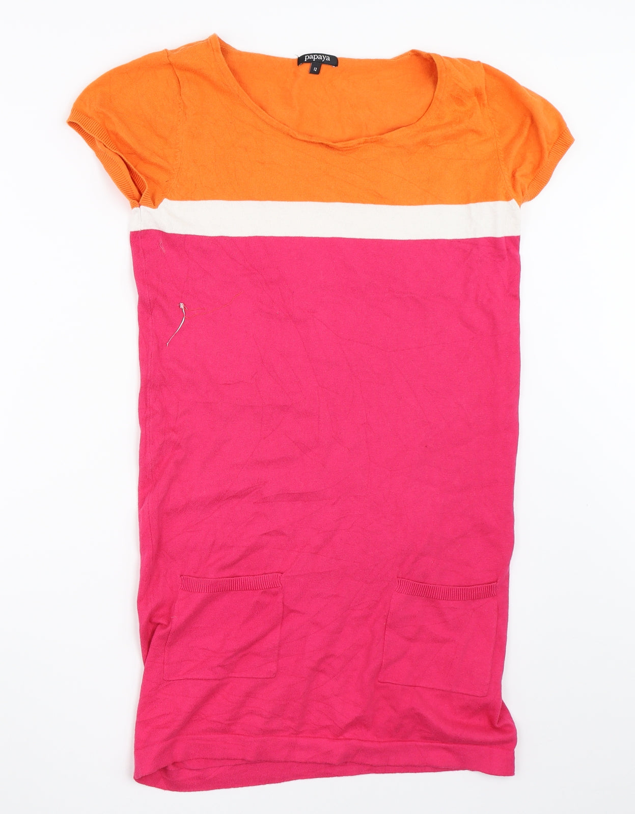 Womens UK Size 12 Papaya Pink Tunic Jumper