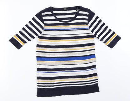 F&F Womens Blue Striped  Pullover Jumper Size 12