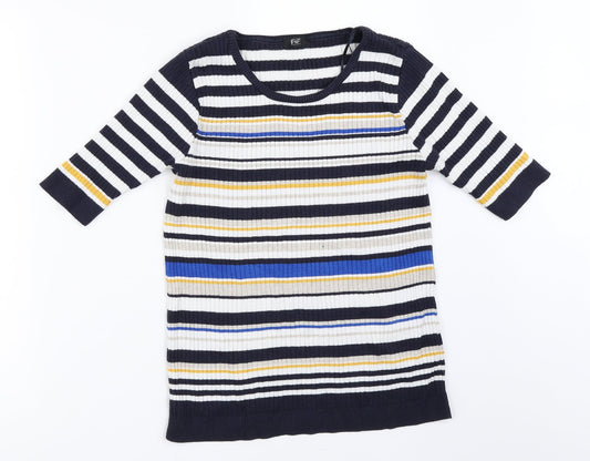 F&F Womens Blue Striped  Pullover Jumper Size 12