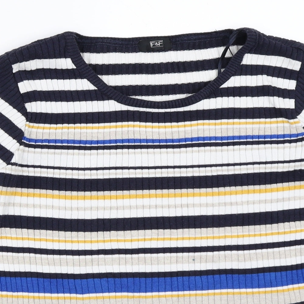 F&F Womens Blue Striped  Pullover Jumper Size 12