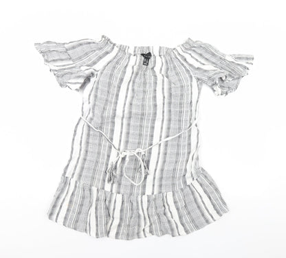 Womens UK Size 8 New Look Grey Basic Blouse