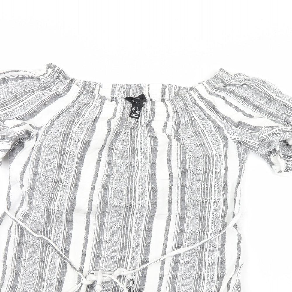 Womens UK Size 8 New Look Grey Basic Blouse