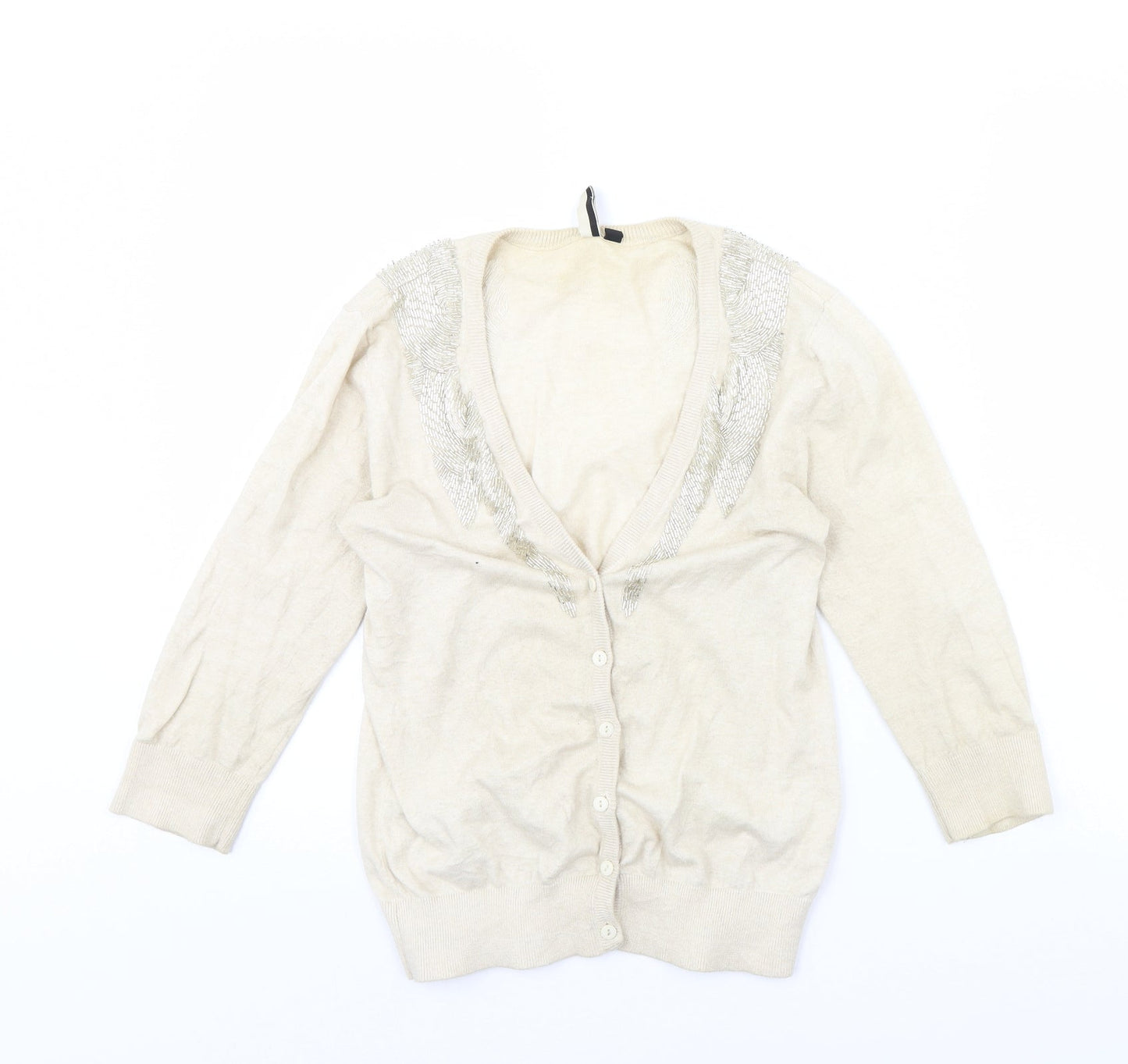 Womens UK Size 12 Topshop Beige Cardigan Jumper