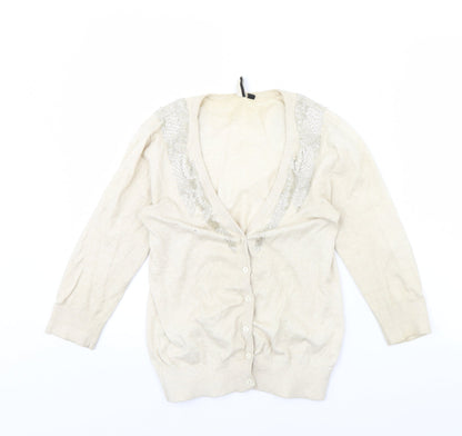 Womens UK Size 12 Topshop Beige Cardigan Jumper