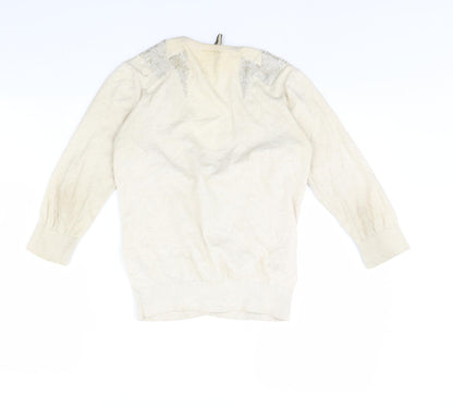 Womens UK Size 12 Topshop Beige Cardigan Jumper