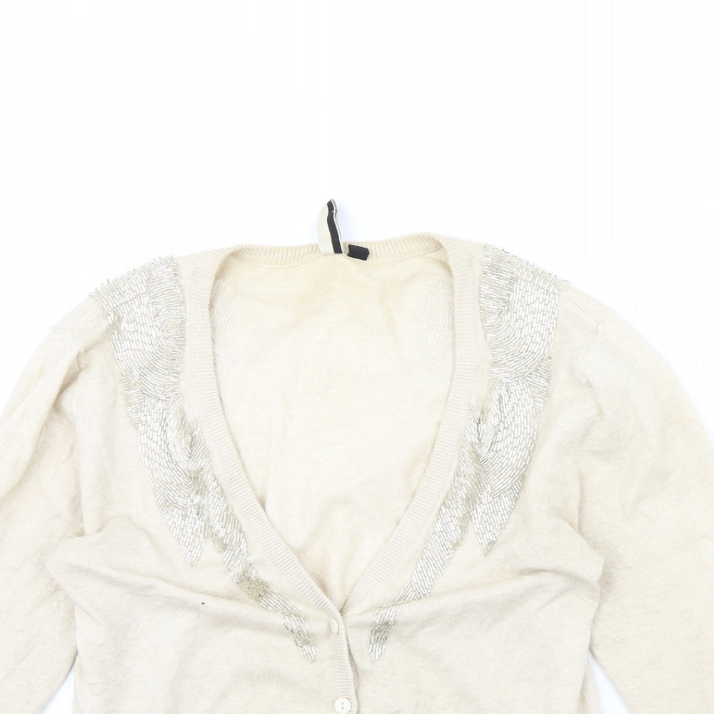 Womens UK Size 12 Topshop Beige Cardigan Jumper