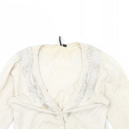 Womens UK Size 12 Topshop Beige Cardigan Jumper