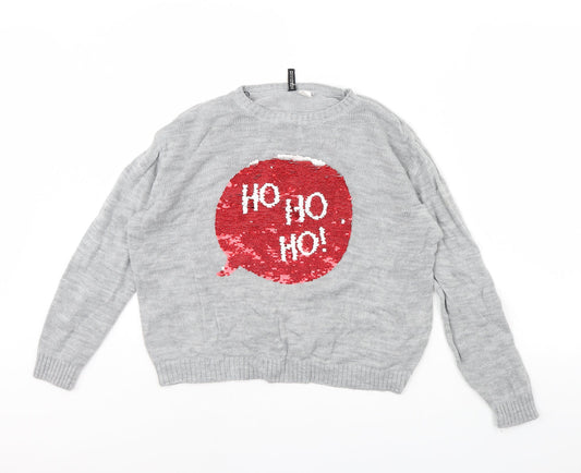 Womens UK Size M Divided Grey Pullover Jumper