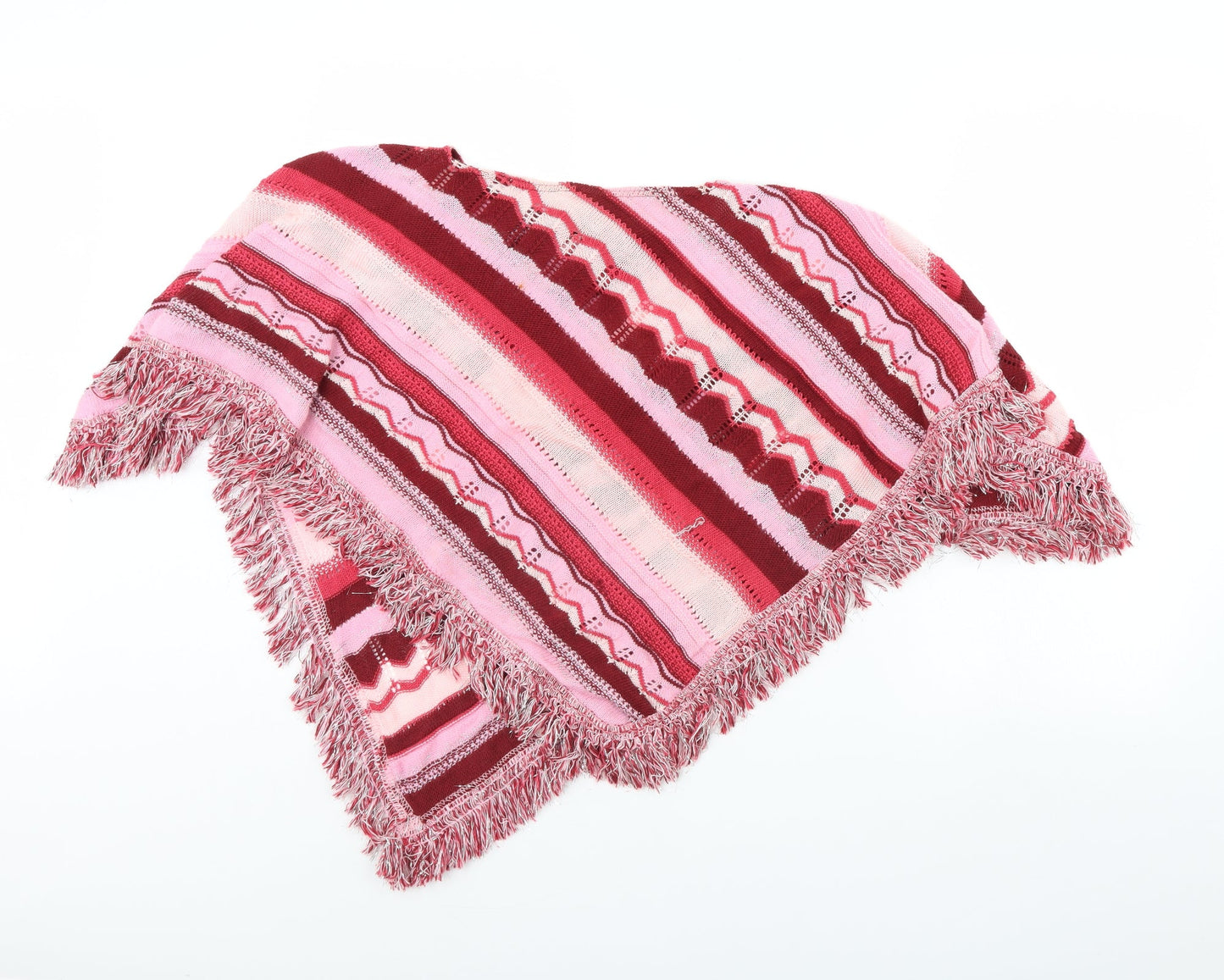 Preworn Girls Pink Striped  Poncho Scarves & Wraps One Size