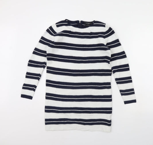 m&s Womens White Striped  Mini  Size 10