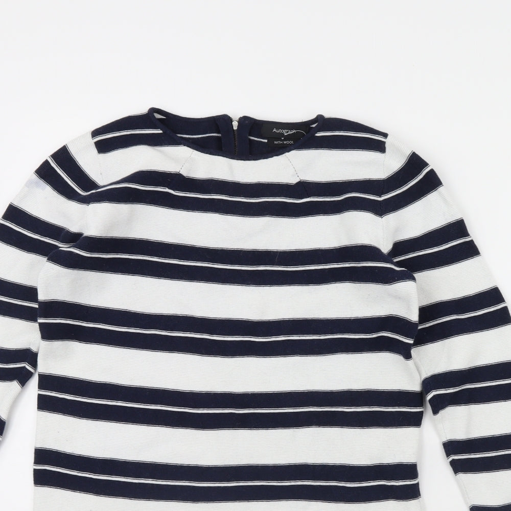 m&s Womens White Striped  Mini  Size 10