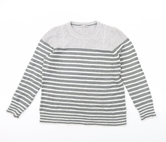 Gap Mens Grey Striped  Pullover Jumper Size XL