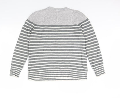 Gap Mens Grey Striped  Pullover Jumper Size XL