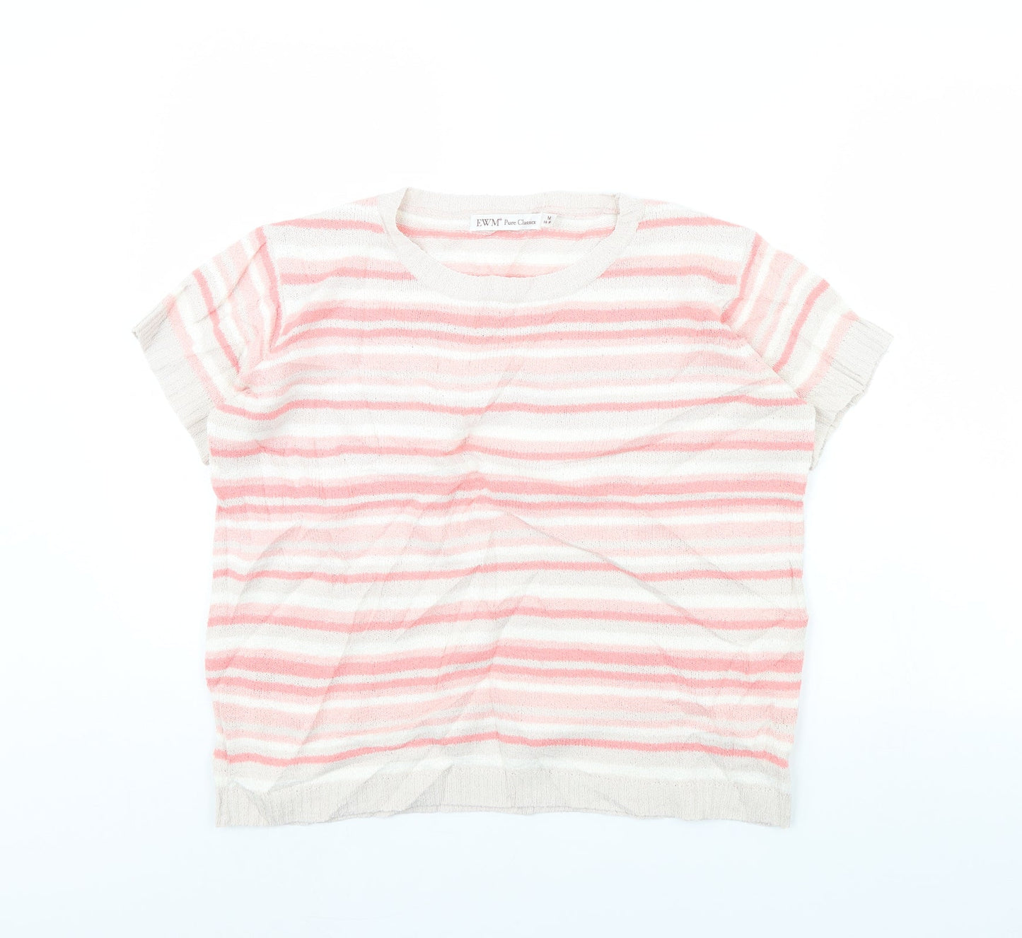 EWM Womens Pink Striped  Pullover Jumper Size M