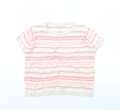 EWM Womens Pink Striped  Pullover Jumper Size M