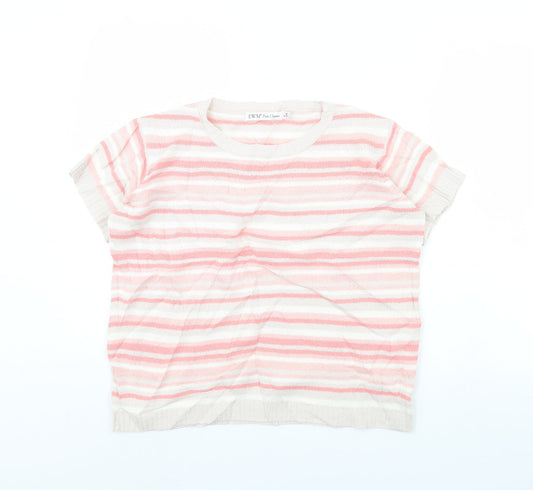 EWM Womens Pink Striped  Pullover Jumper Size M