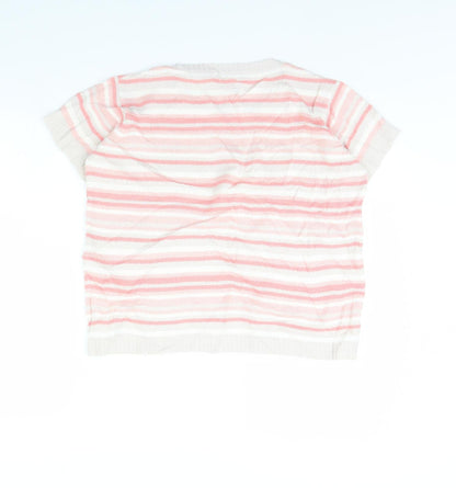 EWM Womens Pink Striped  Pullover Jumper Size M