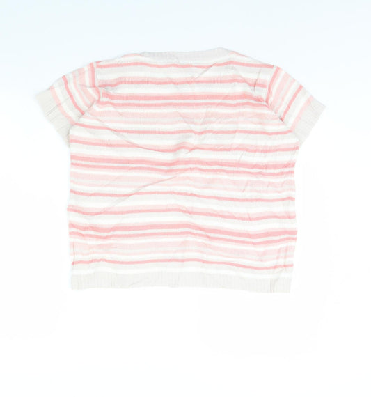 EWM Womens Pink Striped  Pullover Jumper Size M