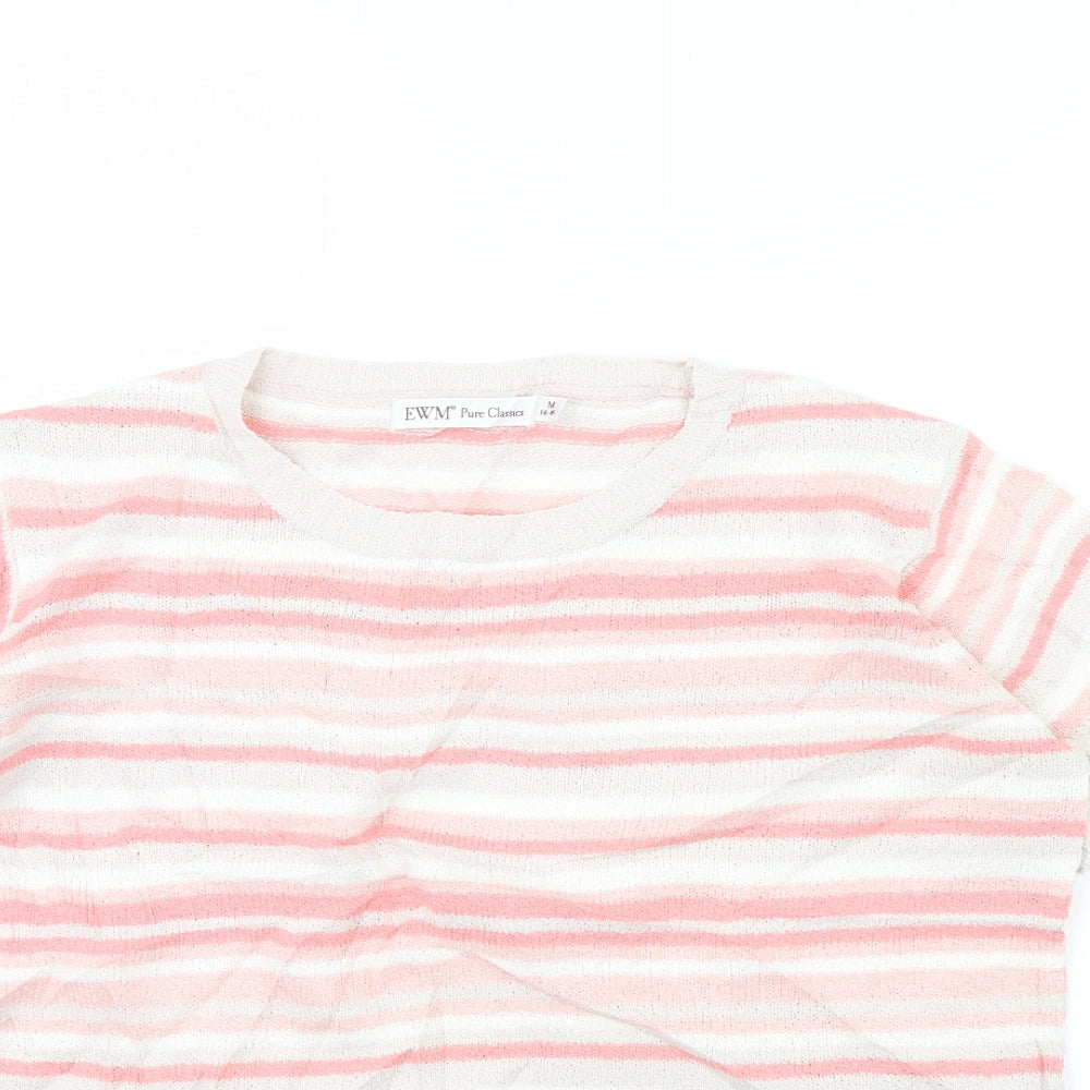EWM Womens Pink Striped  Pullover Jumper Size M