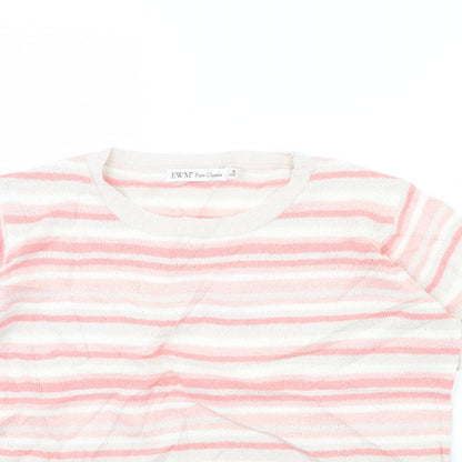 EWM Womens Pink Striped  Pullover Jumper Size M