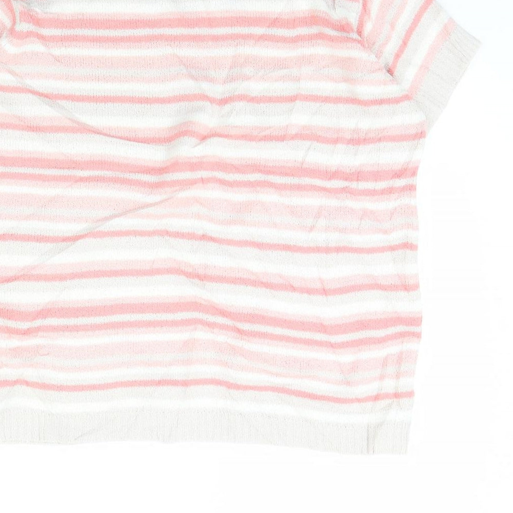 EWM Womens Pink Striped  Pullover Jumper Size M