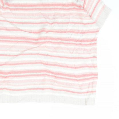 EWM Womens Pink Striped  Pullover Jumper Size M