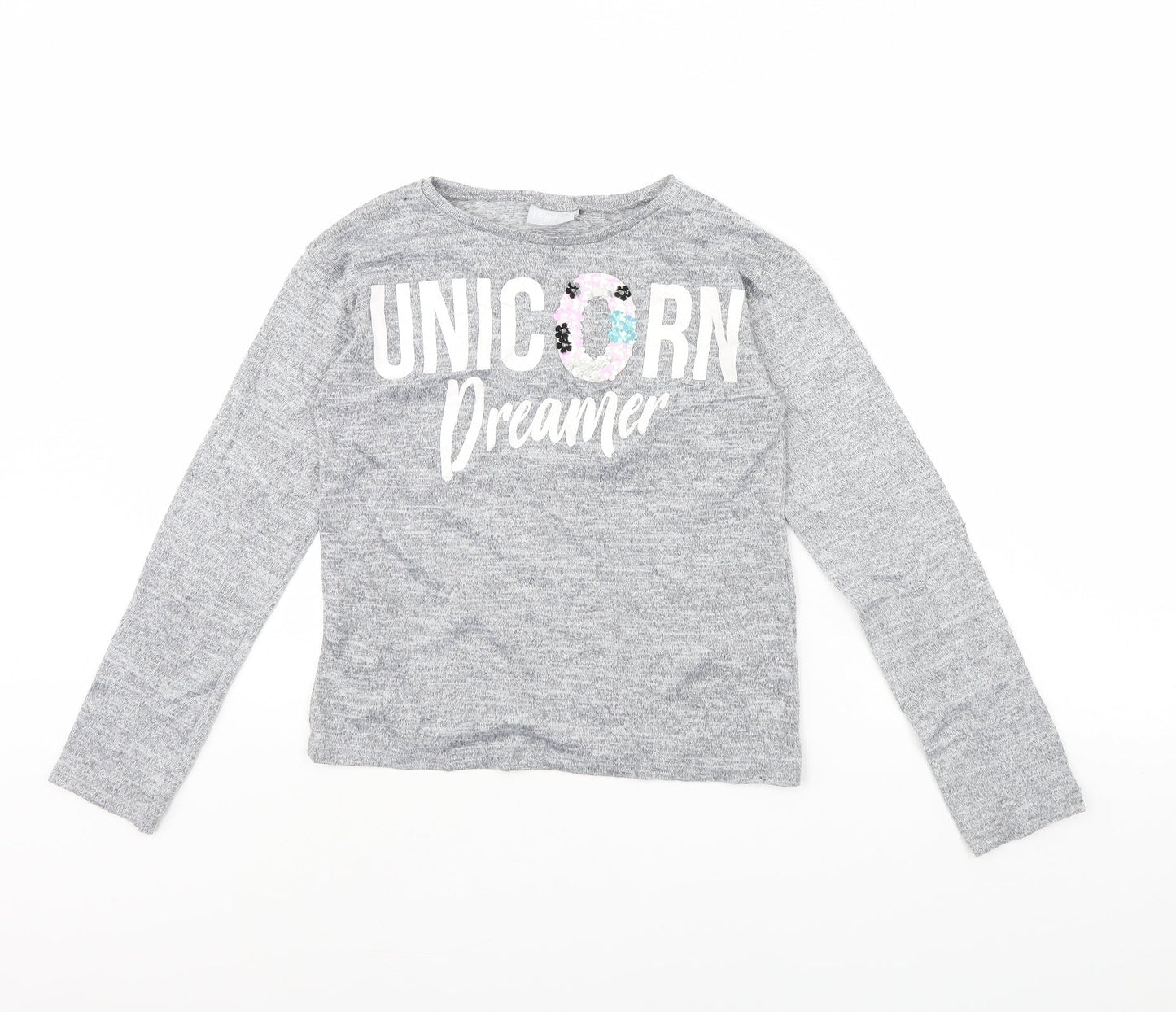 I Love Girls Wear Girls Grey   Pullover Jumper Size 11 Years  - Unicorn