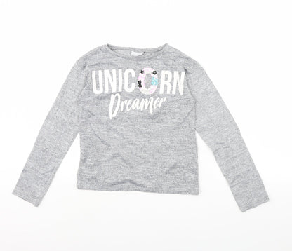 I Love Girls Wear Girls Grey   Pullover Jumper Size 11 Years  - Unicorn