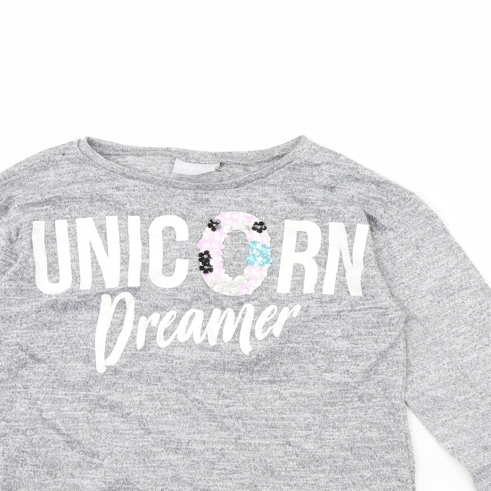 I Love Girls Wear Girls Grey   Pullover Jumper Size 11 Years  - Unicorn
