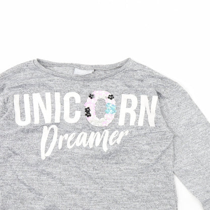 I Love Girls Wear Girls Grey   Pullover Jumper Size 11 Years  - Unicorn