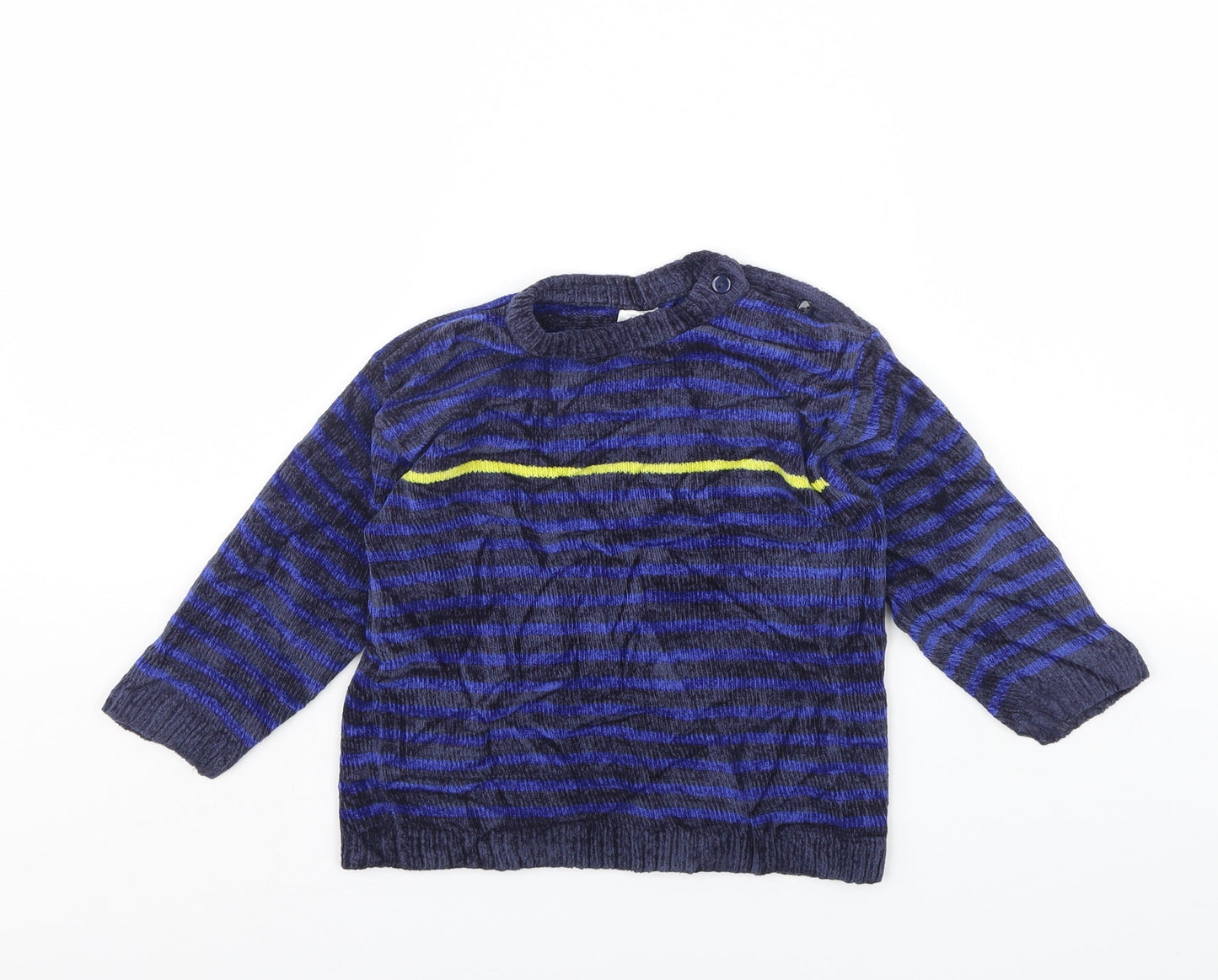 TU Girls Blue Striped Velour Pullover Jumper Size 3 Years