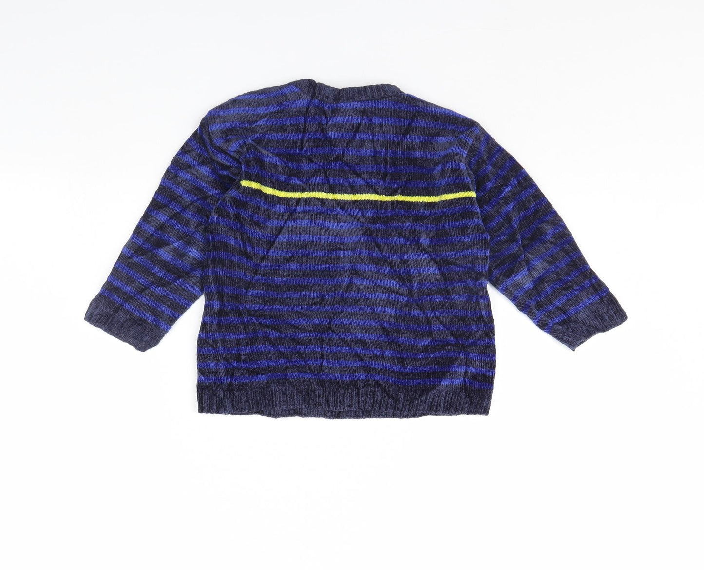 TU Girls Blue Striped Velour Pullover Jumper Size 3 Years