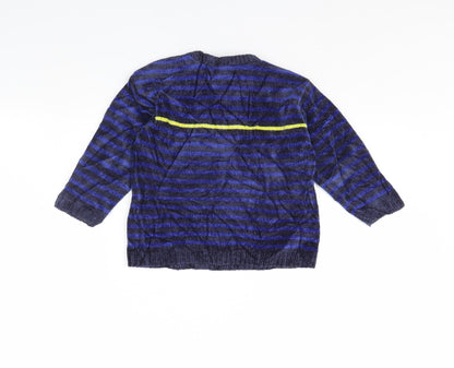 TU Girls Blue Striped Velour Pullover Jumper Size 3 Years