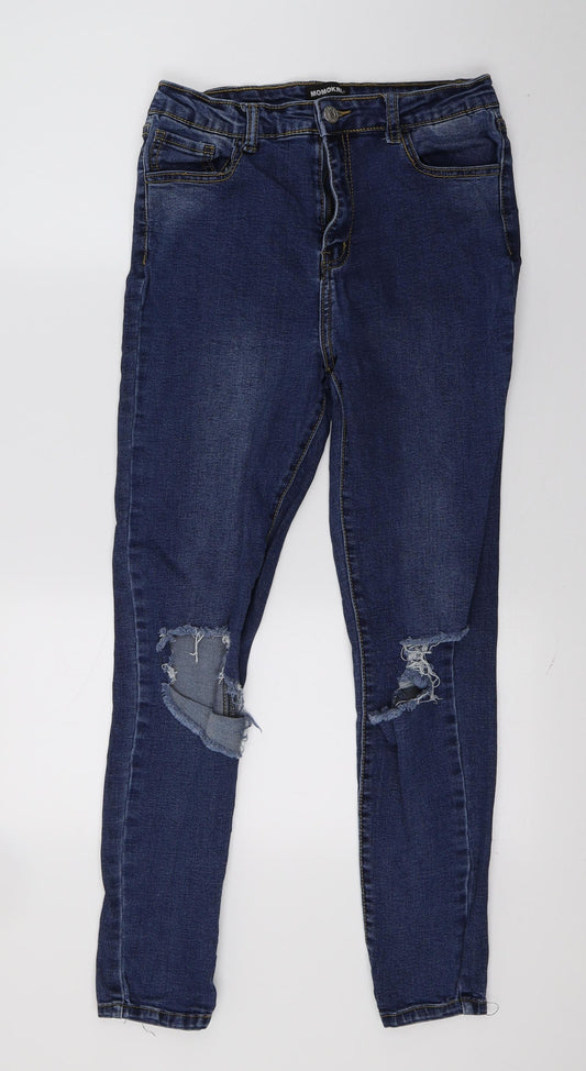 Womens UK Size 12 Momokrom Regular Fit Skinny Blue Jeans