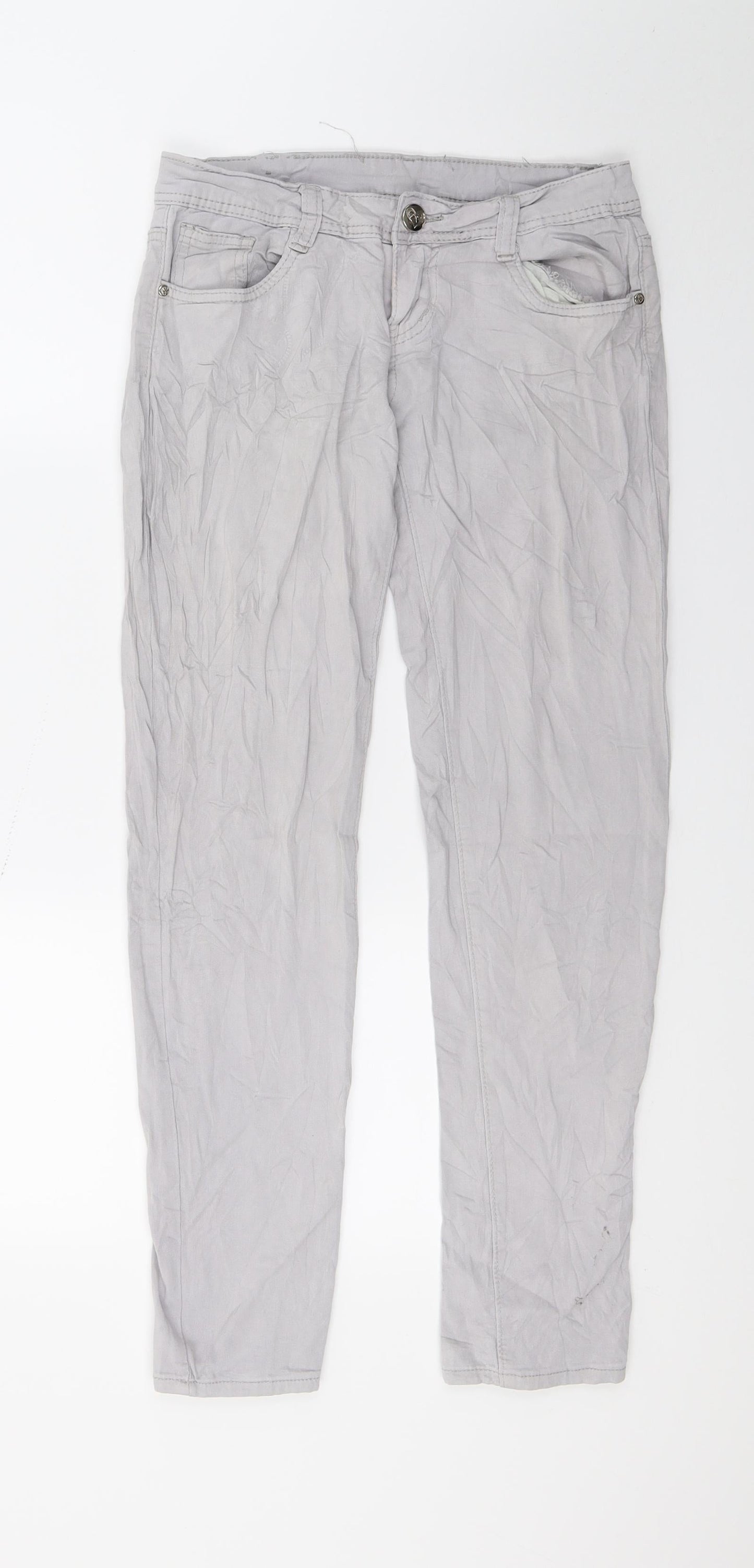 Womens UK Size 8 Preworn Regular Fit Skinny Grey Jeans