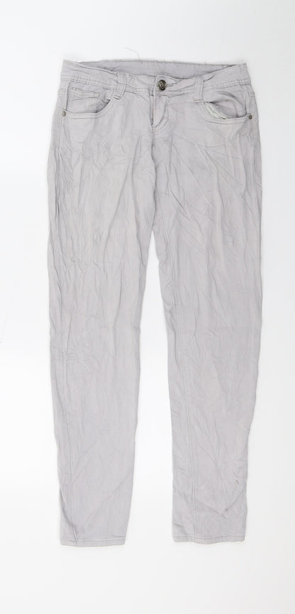 Womens UK Size 8 Preworn Regular Fit Skinny Grey Jeans