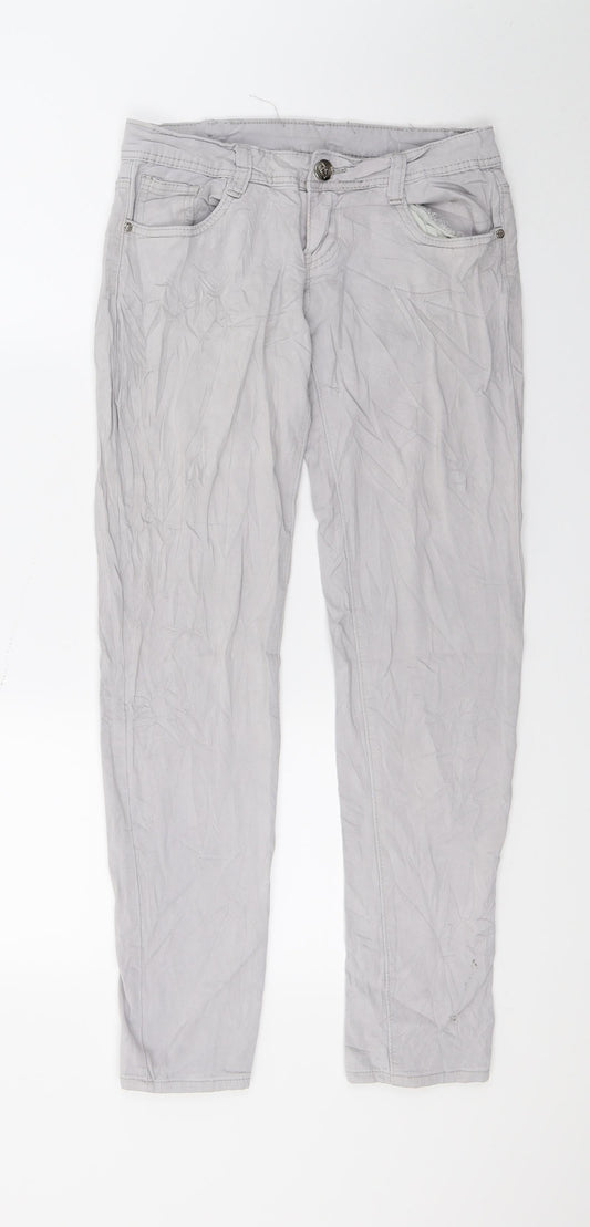 Womens UK Size 8 Preworn Regular Fit Skinny Grey Jeans