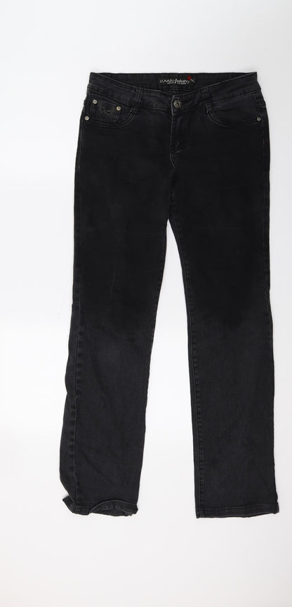 Mado Womens Black  Denim Straight Jeans Size L L29 in