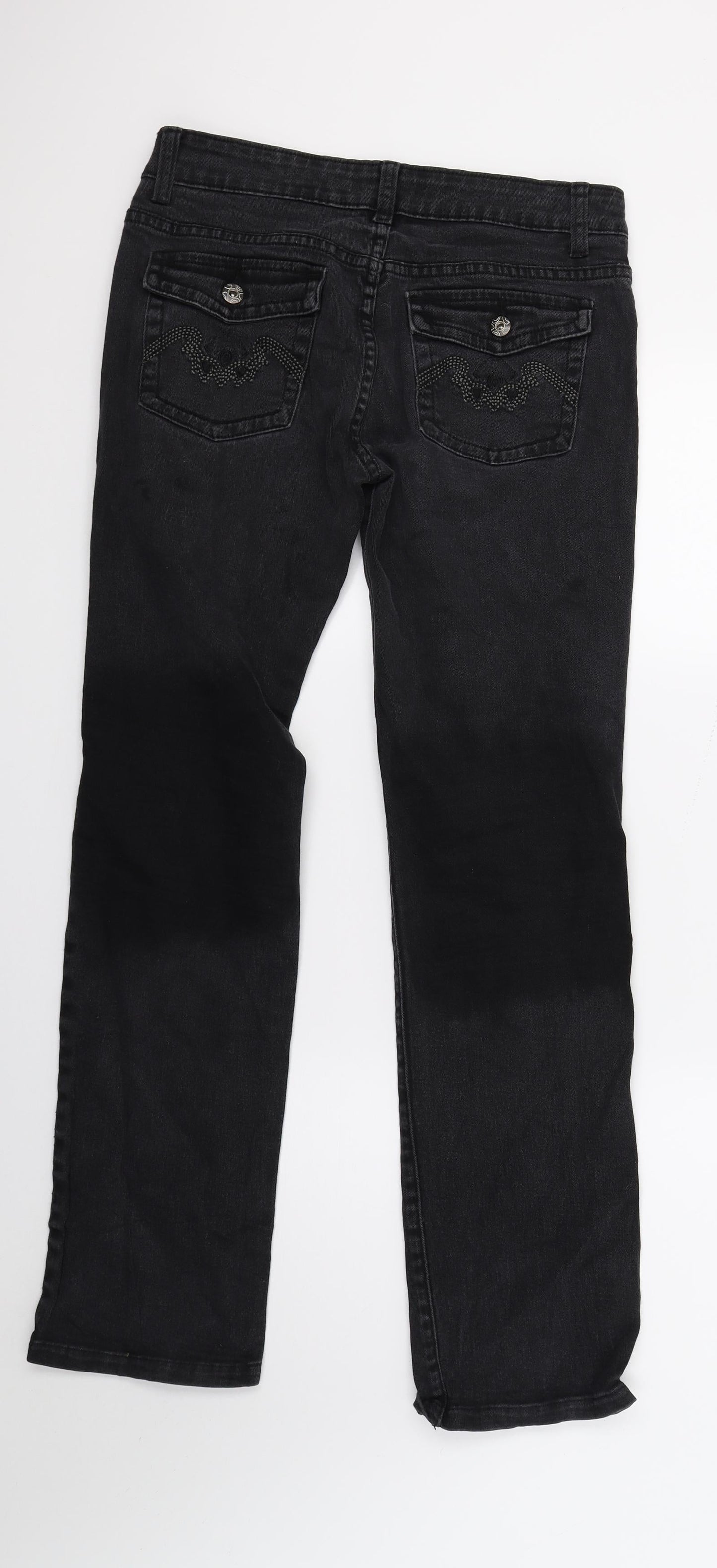 Mado Womens Black  Denim Straight Jeans Size L L29 in