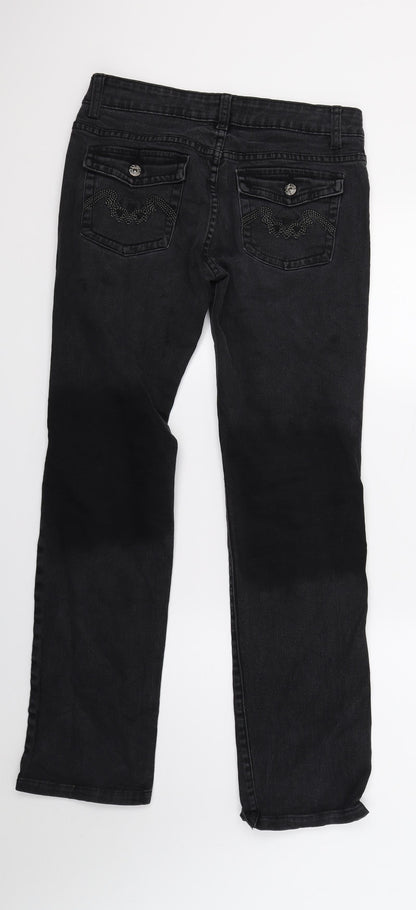 Mado Womens Black  Denim Straight Jeans Size L L29 in