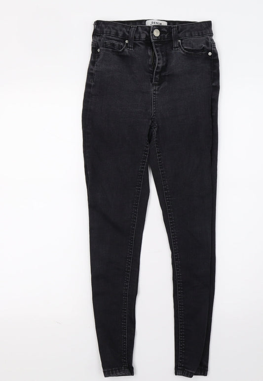 Miss Selfridge Womens Black  Denim Skinny Jeans Size 6 L23 in